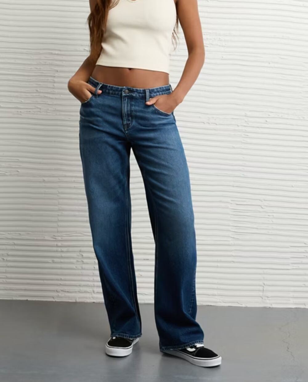 American Eagle Curvy Mid Rise Stovepipe Straight Leg Dark Wash Jeans Blue 10